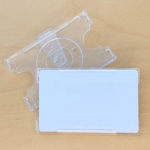 Åben kortholder med drejelig plastclip / frosted