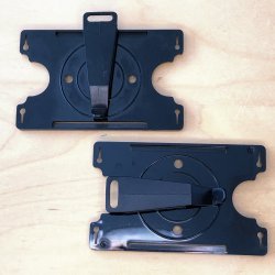 ben kortholder med drejelig plastclip / sort