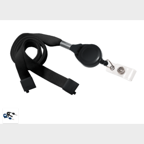 Halsrem (15 mm) med yoyo og plastkrog / sort