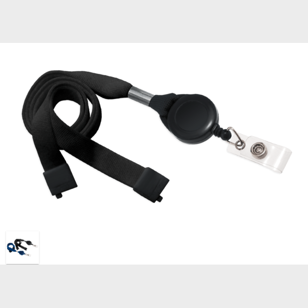 Halsrem (15 mm) med yoyo og plastkrog / sort